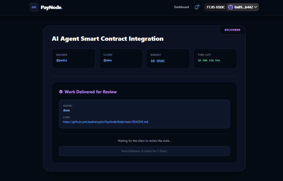Submitting work through PayNode